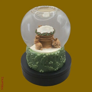 Natures winter rabbits christmas waterglobe tea light candle